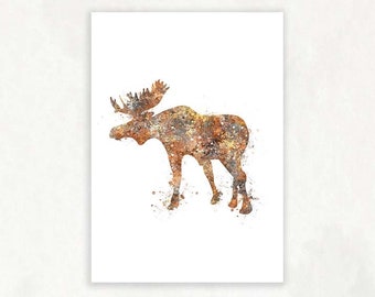 Moose Watercolor Art Print  - Moose Portrait - Moose Art Print - Moose Wall Decor - Moose Wall Art - Moose Decoration - Housewarming Gift