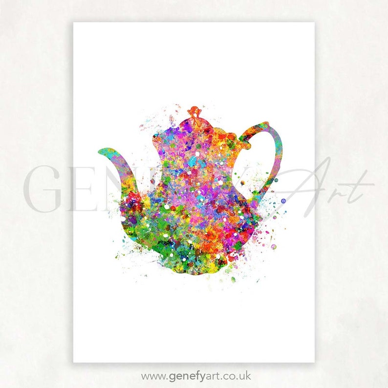 Teapot Watercolor Print Kitchen Wall Art Prints Teapot Prints Kitchen Decor Dining Room Prints Housewarming Gift image 1