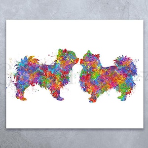 Chihuahua Couple Watercolor Art Print: Colorful Dog Portrait