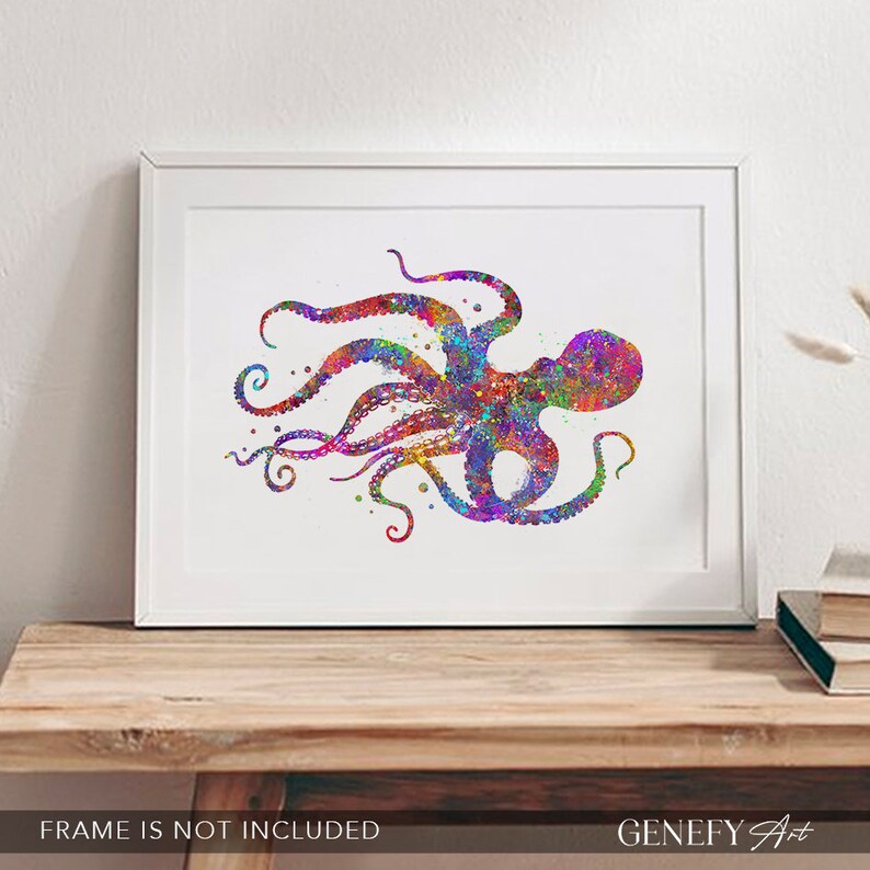 Octopus Watercolour Art Print Octopus Abstract Art Octopus Prints Octopus Poster Sea Life Poster Sea Life Watercolour image 3