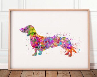 Dachshund Watercolor Art Print - Dachshund Portrait - Dachshund Prints - Gift for Dog Lover - Gift for Her - Housewarming Gift Ideas