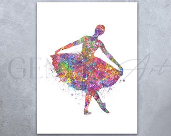 Ballerina Watercolor Art Print: Colorful Ballet Dance Poster
