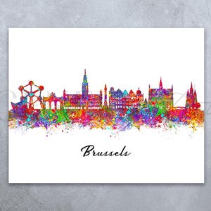 Brussels Skyline Watercolor Art Print