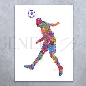 Soccer Watercolor Art Print  - Male Soccer Poster - Gift for Son - Soccer Poster - Soccer Wall Decor - Soccer Artwork- Boy nursery decor