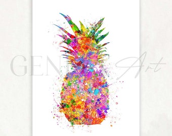 Pineapple Watercolor Print - Kitchen Prints - Pineapple Prints - Kitchen Decor - Kitchen Wall Art - House Warming Gift