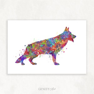 German Shepherd Watercolour Art Print - German Shepherd Poster - German Shepherd Wall Decor German Shepherd Portrait Dog Watercolour Poster