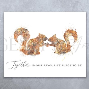 Eichhörnchen Liebe Zitat Aquarell Kunstdruck - Eichhörnchen Paar Druck - Paar Drucke - Paar Porträt - Jahrestag Geschenk - Valentinstag Geschenk