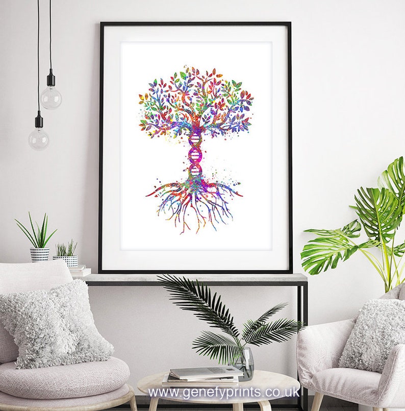 DNA Tree Watercolor Art Print DNA Tree Artwork Medical Art | Etsy
