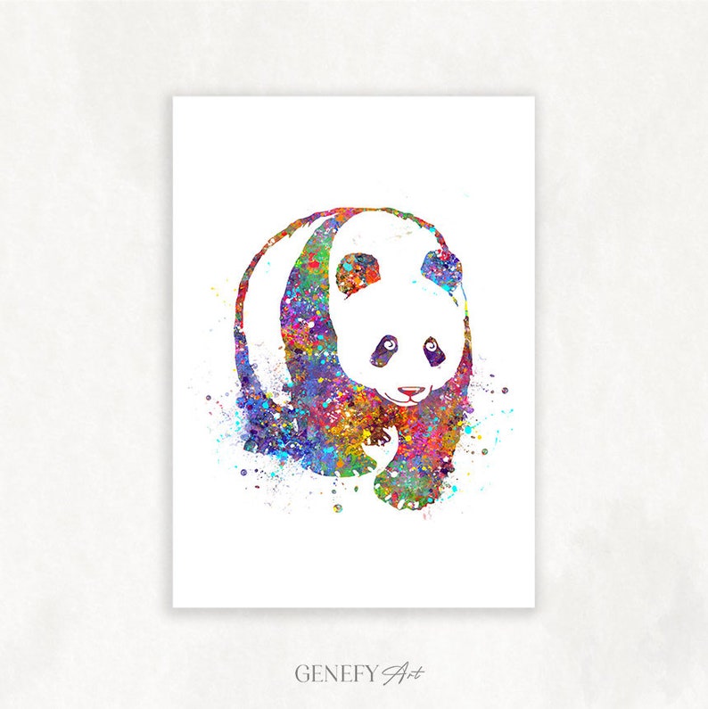 Panda Watercolor Art Print Panda Portrait Panda Wall Art Panda Poster Wall Decor Home Decor Housewarming Gift image 1