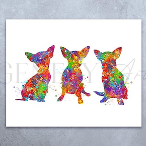Chihuahua Watercolor Art Print - Chihuahua Portrait - Chihuahua Wall Art - Chihuahua Poster - Chihuahua Print - Housewarming Gift