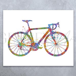 Stampa artistica ad acquerello di bici da strada - Stampa artistica ad acquerello di bici da strada - Regalo per ciclisti - Decorazione murale per bici - Decorazione per biciclette - Arte per biciclette