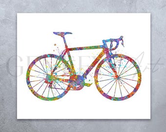 Road Bike Watercolor Art Print: Cyclist Gift, Bike Wall Decor