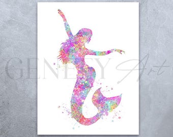 Mermaid Watercolor Art Print: Epson Heavy Weight Paper