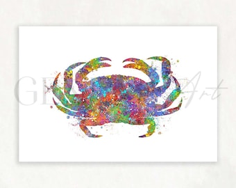 Crab Watercolor Art Print: Colorful Kitchen Wall Decor
