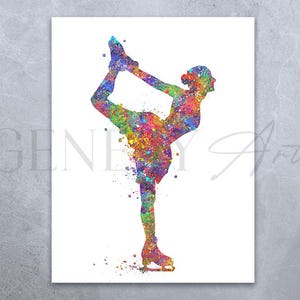 Ice Dance Watercolor Print: Figure Skating Art Poster