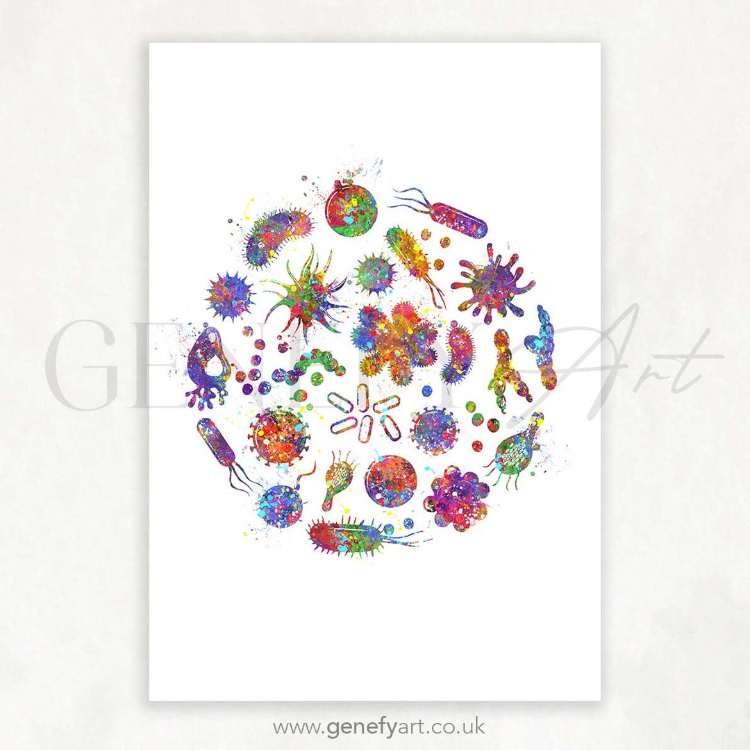 Bacteria Watercolor Art Print Microbiology Watercolor Art Print ...