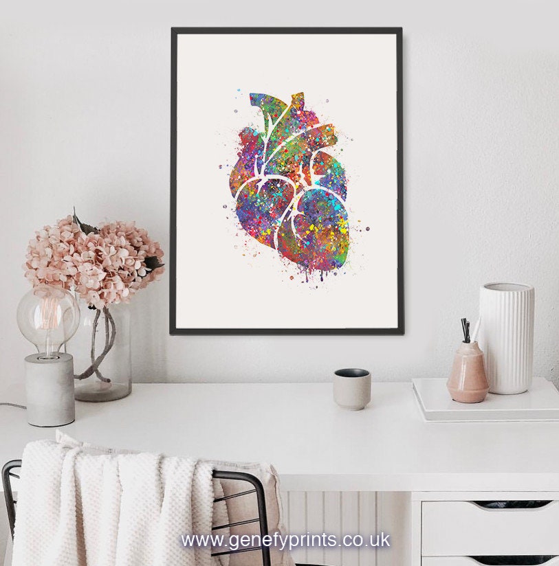 Heart Anatomy Watercolor Art Print Cardiology Art Heart | Etsy