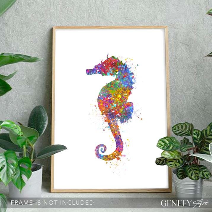 Stampa Artistica Cavalluccio Marino Ad Acquerello – Quadro 20x25 Cm Per Cameretta E Soggiorno | Arte Da Parete Delicata