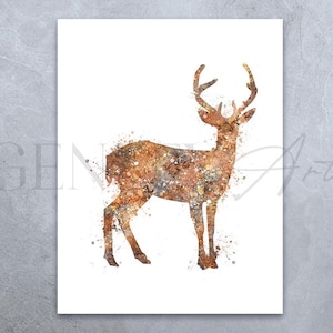 Deer Watercolour Art Print - Deer Abstract Print - Deer Print - Deer Poster - Deer Artwork - Vibrant Deer Watercolour - Housewarming Gift