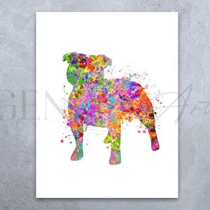 Staffordshire Bull Terrier Watercolor Print - Staffordshire Bull Terrier Watercolor Art - Bull Terrier Portrait - Gift for Her