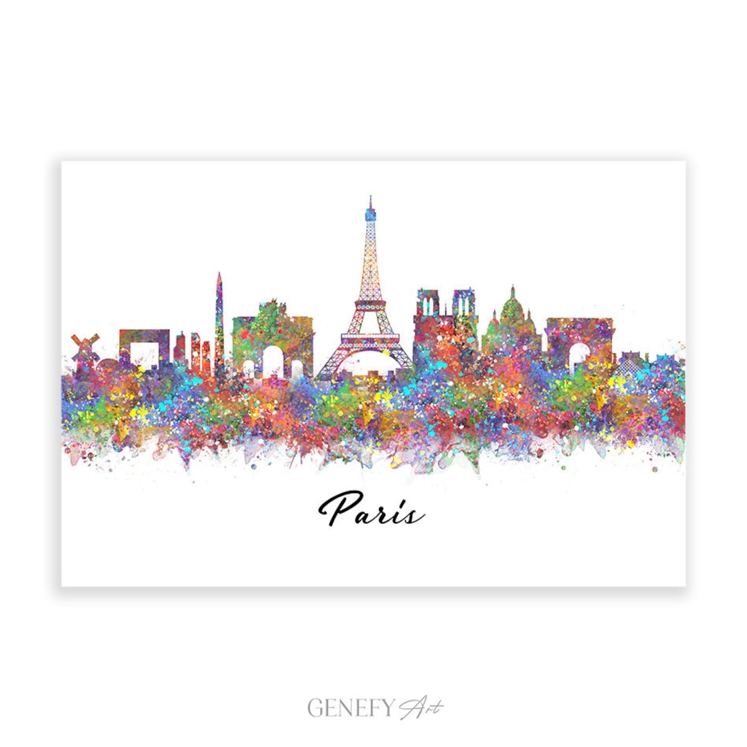 Paris Skyline Print Paris Skyline Poster Paris Skyline Wall Art Paris