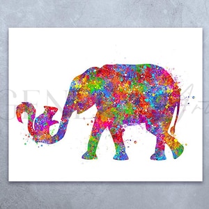 Elephant and Squirrel Watercolour Art Print - Elephant and Squirrel Nursery Prints - Elephant Nursery Wall Art - Nursery Wall Decor