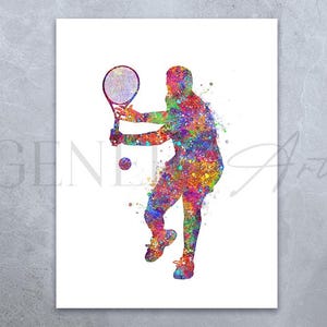 Male Tennis Player Watercolour Art Print - Tennis Player Poster - Gift for Son - Tennis Player Print - Tennis  Artwork