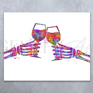 Friendship Watercolour Art Print  - Cheers Print - Best Friend Watercolour Poster - Gift for best friend - Friendship Quote Print