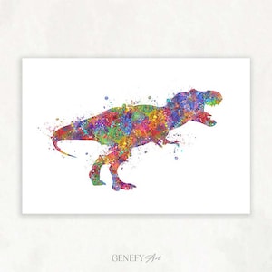 Tyrannosaurus T-Rex Watercolor Print Dinosaur Watercolor Art Print T-Rex Portrait Dinosaur Portrait T-Rex Wall Art Boys Room Decor image 1