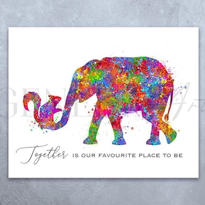 Elephant and Squirrel Watercolour Art Print - Elephant and Squirrel Nursery Prints - Elephant Nursery Wall Art - Nursery Wall Decor