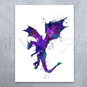 Dragon Watercolour Art Print - Dragon Nursery Wall Art - Dragon Nursery Decor - Dragon Poster - Dragon Prints - Dragon Wall Art