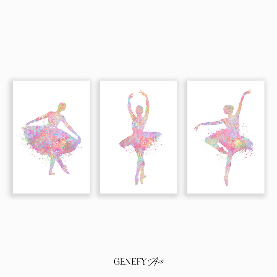 Ballerina Watercolor Art Print Set of 3 Prints Ballerina - Etsy UK