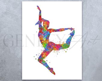 Jazz Dancer Watercolor Art Print: Colorful Dance Poster