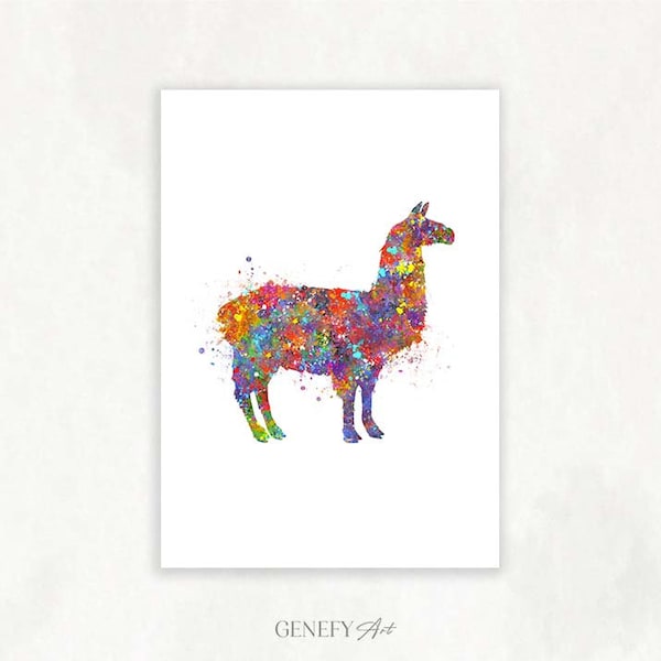 Llama Watercolour Art Print - Llama Watercolor Poster - Llama Portrait - Alpaca Watercolour Print - Llama Wall Art