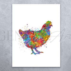 Chicken Watercolor Print - Rooster Print - Cockerel Print - Chicken Portrait - Farm Animal Print - Farm Animal Poster - Chicken Wall Art