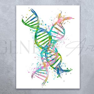 DNA Aquarell Art Print - DNA Molekül Kunst - Geschenk für Paar - Medizinisches Kunst Poster - Genetik Wissenschaft - Genetische Mikrobiologie Kunst
