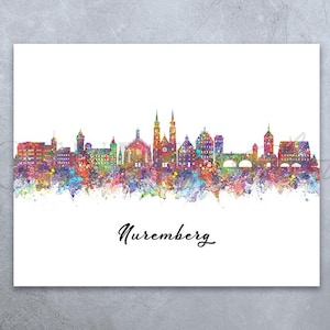 Nuremberg Skyline Watercolor Art Print - Nuremberg Cityscape Print - Nuremberg Bavaria Skyline Print - Cityscape Decoration