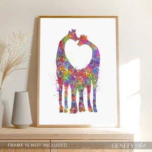 Giraffe Watercolor Print Giraffe Couple Prints Valentine's Day Gift Gift for Her Anniversary Gift Wedding Gift image 5