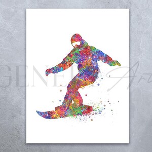 Snowboarding Wall Art - Snowboarder Watercolor Print - Snowboard Watercolor Print - Winter Sports Watercolor Art - Gift for Him