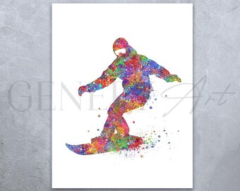 Snowboarder Watercolor Print: Winter Sports Art