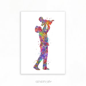Father and Baby Watercolor Print - Father and Daughter Quote Watercolor Art - Father and Son Nursery Wall Art - Nursery Decor-Daughter Gift