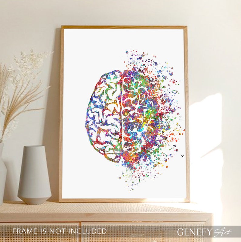 Watercolor Brain Art Print: Neurology Anatomy Poster - Etsy