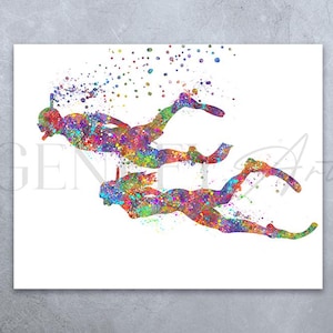 PaarSchnorcheln Aquarell Druck -Schnorcheln Poster -Unterwasser Sport Aquarell Kunst -Taucher Wand Dekor -Taucher Wand Dekor