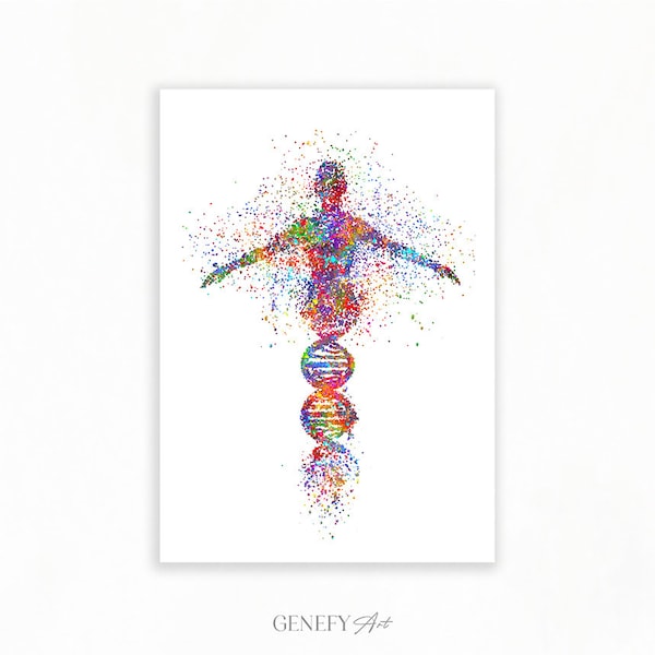 DNA Watercolor Art Print - DNA Molecule Art - Medical Art Poster - Science Art - Genetic Microbiology Art - Biology Art - Genetics Art AS27