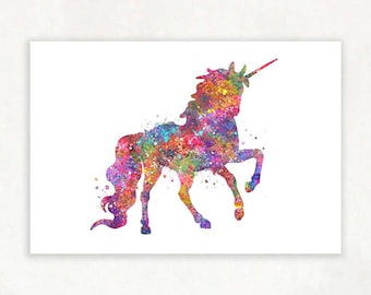 Unicorn Watercolour Art - Unicorn Print - Unicorn Art - Unicorn Painting - Girls's Room Decor - Nursery Decor - Nursery Prints
