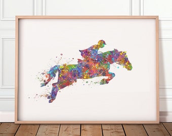 Horseback Riding Equestrian Watercolour Art Print  - Equestrian Portrait - Horse Riding Portrait - Equestrian Poster - Horse Riding Artwork