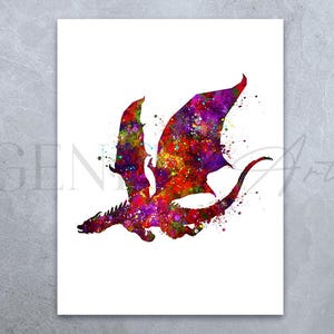 Dragon Watercolour Art Print - Dragon Nursery Wall Art - Dragon Nursery Decor - Dragon Poster - Dragon Prints - Dragon Wall Art