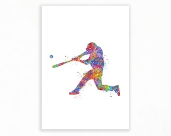 Baseball Watercolour Art Print - Baseball Sport Poster - Baseball Player Prints - Baseball Player Poster - Baseball Sports Poster