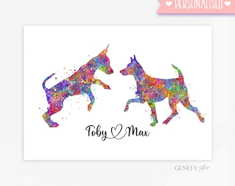 Personalized Miniature Pinscher Watercolor Art Print: Dog Lover Gift