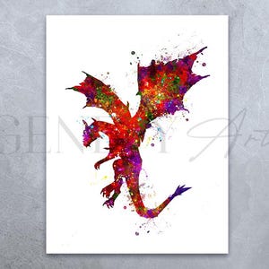 Dragon Watercolour Art Print - Dragon Nursery Wall Art - Dragon Nursery Decor - Dragon Poster - Dragon Prints - Dragon Wall Art